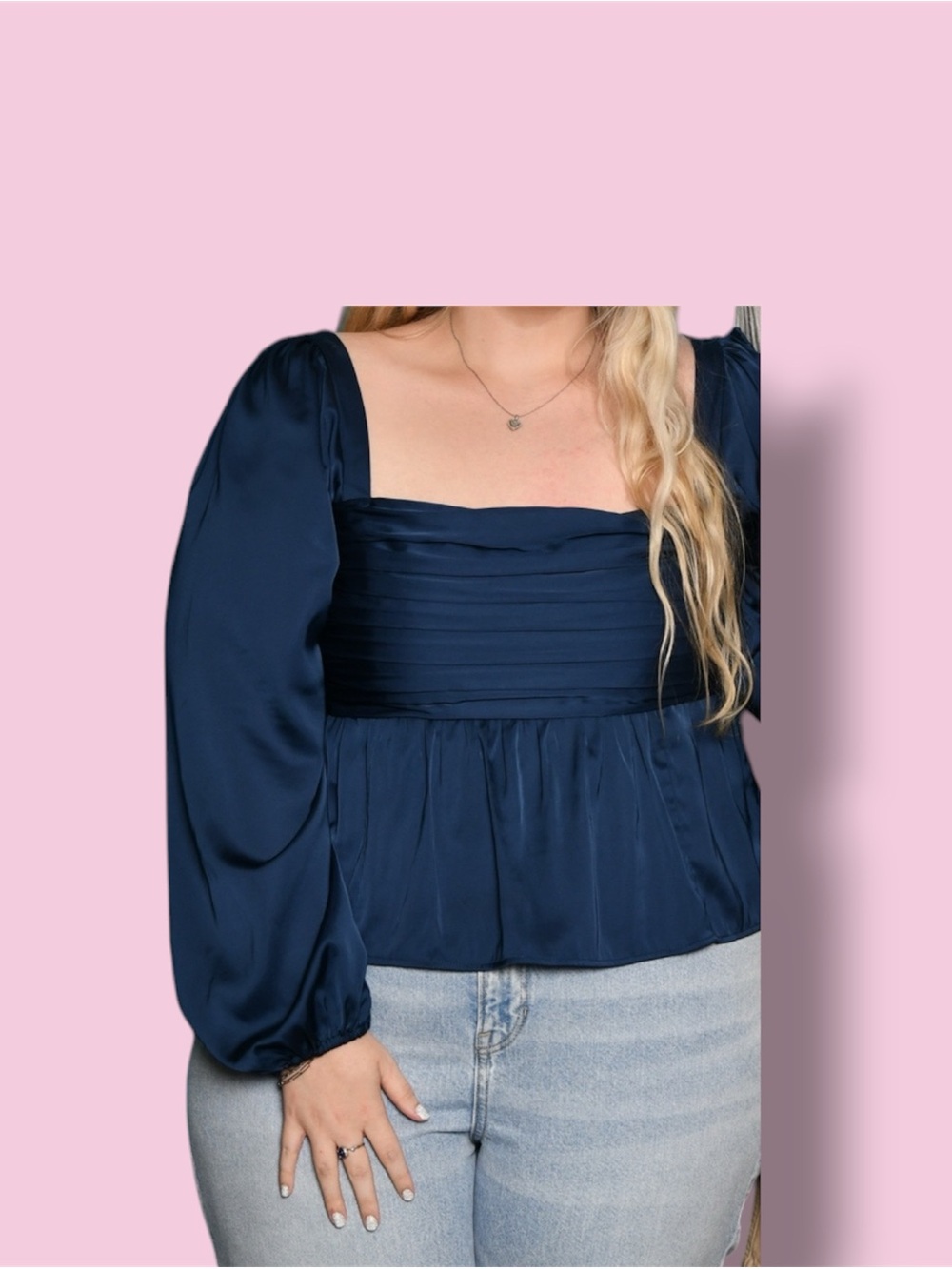 Abercrombie & Fitch Navy Square-Neck Peplum Blouse